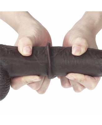 9'' Sliding Skin Dual Layer Dong - Black