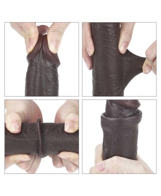 9'' Sliding Skin Dual Layer Dong - Black
