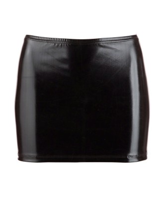 Cottelli Mini Skirt Czarna Lateksowa Spódnica Wetlook - S