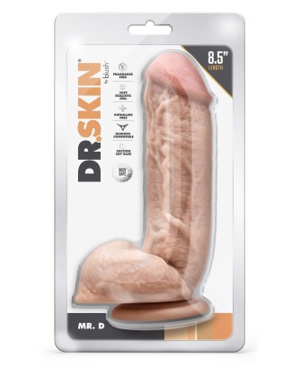 DR. SKIN MR. D 8.5 INCH DILDO WITH BALLS BEIGE