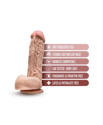 DR. SKIN MR. D 8.5 INCH DILDO WITH BALLS BEIGE