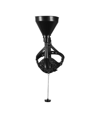 Open Mouth Gag Head Harness with Funnel - Black