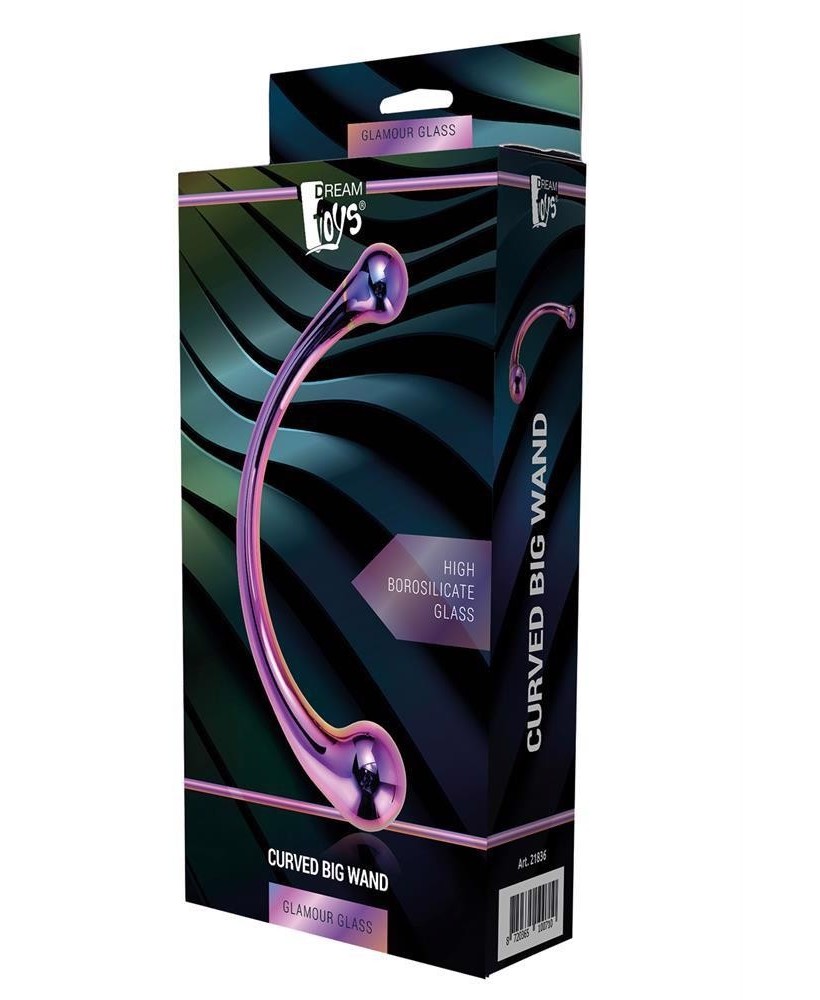 GLAMOUR GLASS CURVED BIG WAND - Szklane Dildo - 21 cm