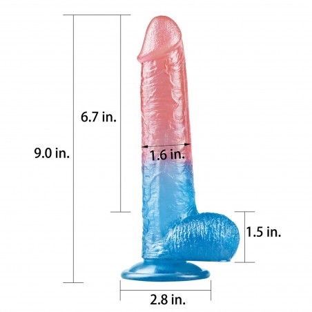Dazzle Studs - Dildo z Jądrami i Przyssawką - 23cm