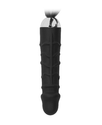 Black Whip with Realistic Silicone Dildo - Black