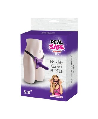 Cintura regolabile strap-on Purple con fallo realistico