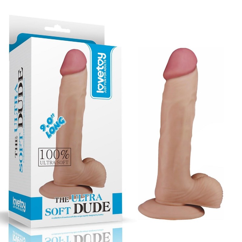 The Ultra Soft Dude - Dildo z Jądrami i Przyssawką - 23cm