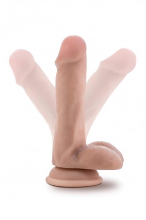 DR. SKIN PLUS  6 INCH POSABLE DILDO WITH BALLS  VANILLA
