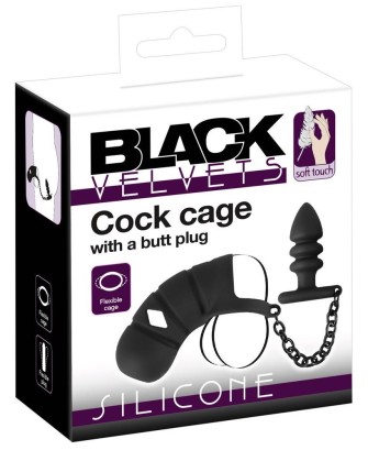 Black Velvets Cock cage with a