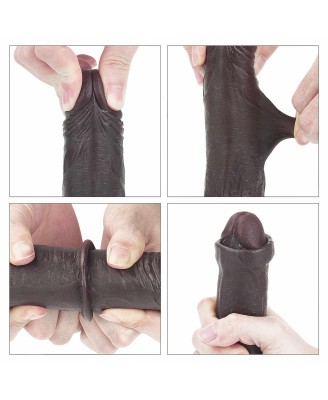 7'' Sliding Skin Dual Layer Dong - Black