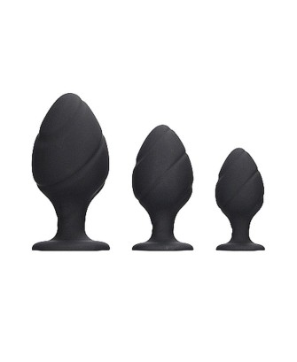 Swirled Butt Plug Set - Black