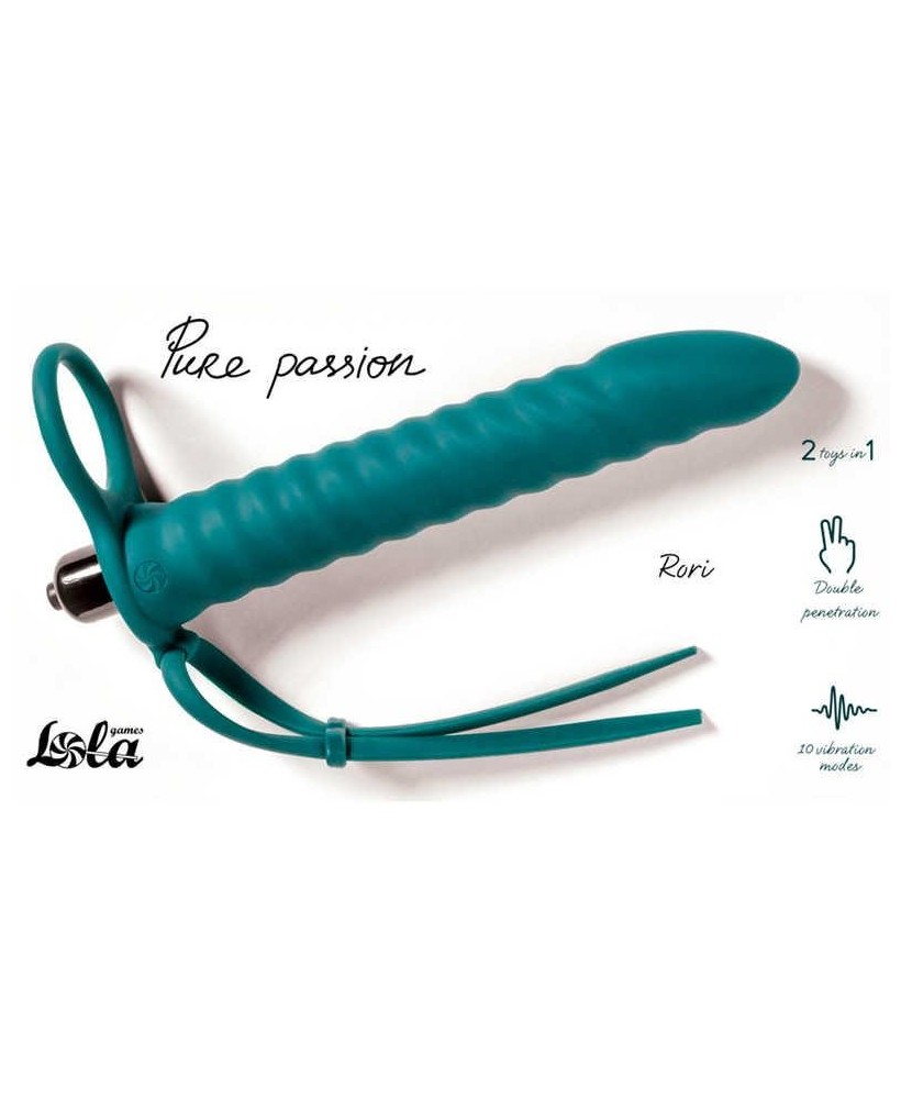 Strap-on Pure Rori - Zielone Dildo do Podwójnej Penetracji