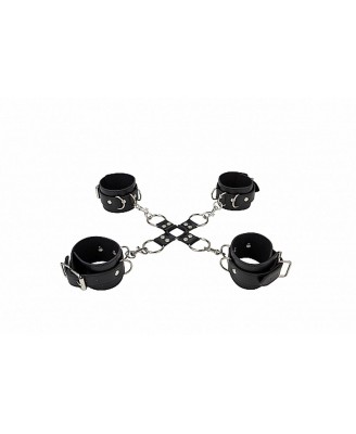Leather Hand And Legcuffs - Black
