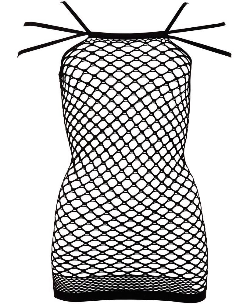 Net Dress with 3 straps - Czarna Sukienka Siateczkowa - S-L