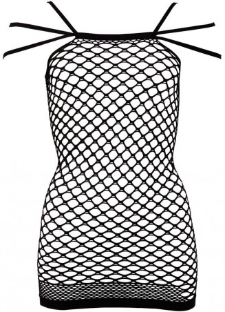 Net Dress with 3 straps - Czarna Sukienka Siateczkowa - S-L