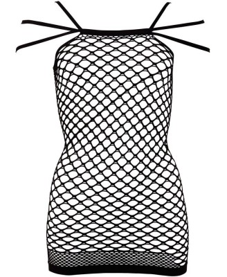 Net Dress with 3 straps - Czarna Sukienka Siateczkowa - S-L