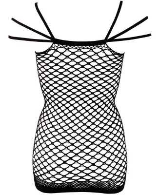 Net Dress with 3 straps - Czarna Sukienka Siateczkowa - S-L