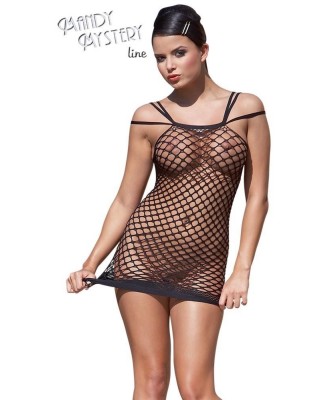 Net Dress with 3 straps - Czarna Sukienka Siateczkowa - S-L