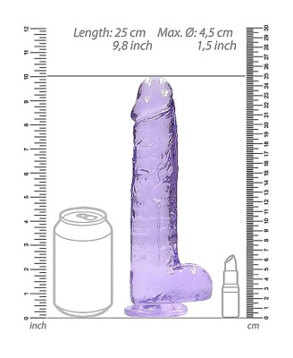 RealRock - Realistyczne Dildo z Jądrami - Transparentne - 23 cm