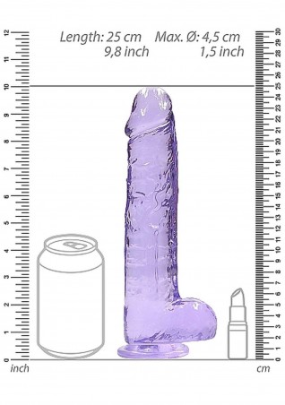 RealRock - Realistyczne Dildo z Jądrami - Transparentne - 23 cm