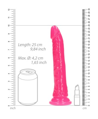 Slim Realistic Dildo with Suction Cup - Glow in the Dark - 9'' / 22,5 cm