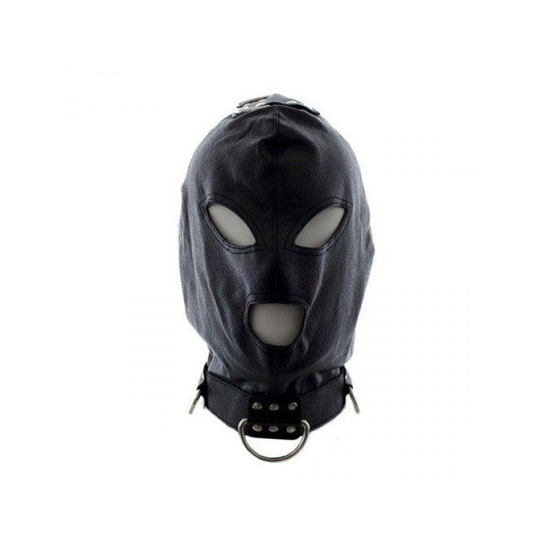 Maska-Bondage Hook Mask+Collar BLACK