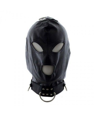 Maska-Bondage Hook Mask+Collar BLACK
