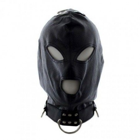 Maska-Bondage Hook Mask+Collar BLACK