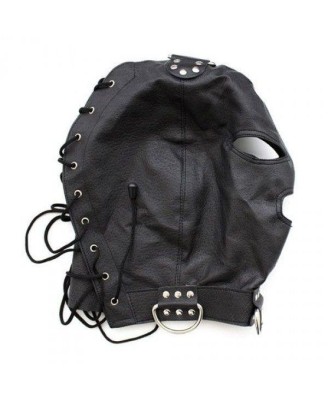 Maska-Bondage Hook Mask+Collar BLACK