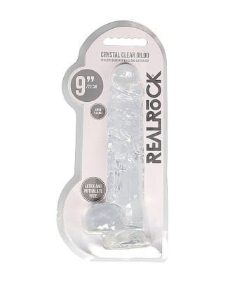 9"" / 23 cm Realistic Dildo With Balls - Transparent