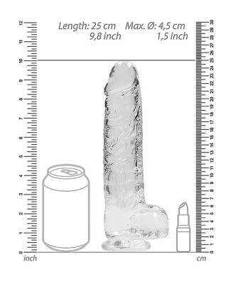 9"" / 23 cm Realistic Dildo With Balls - Transparent