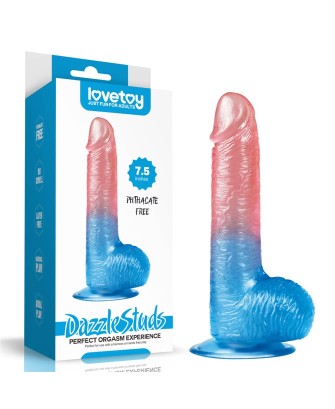 Dazzle Studs - Dildo z Jądrami i Przyssawką - 19cm