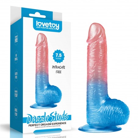 Dazzle Studs - Dildo z Jądrami i Przyssawką - 19cm
