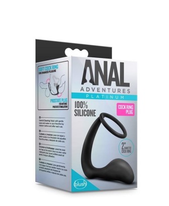 ANAL ADVENTURES COCK RING PLUG BLACK