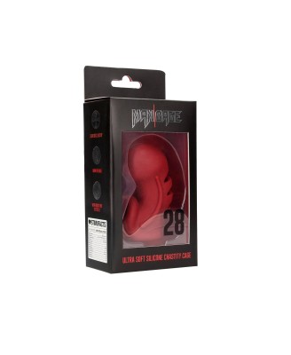 Model 28 - Ultra Soft Silicone Chastity Cage - Silikonowy Pas Cnoty - Czerwony
