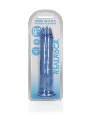 REALROCK CRYSTAL CLEAR - Dildo z Przyssawką - Niebieskie - 23 cm