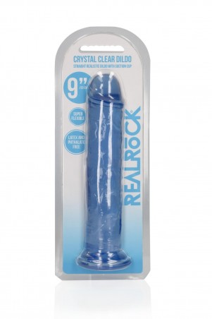 REALROCK CRYSTAL CLEAR - Dildo z Przyssawką - Niebieskie - 23 cm