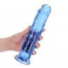 REALROCK CRYSTAL CLEAR - Dildo z Przyssawką - Niebieskie - 23 cm