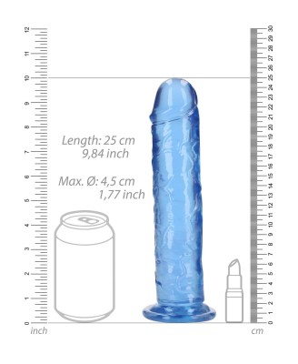 REALROCK CRYSTAL CLEAR - Dildo z Przyssawką - Niebieskie - 23 cm