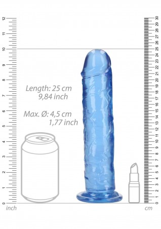 REALROCK CRYSTAL CLEAR - Dildo z Przyssawką - Niebieskie - 23 cm