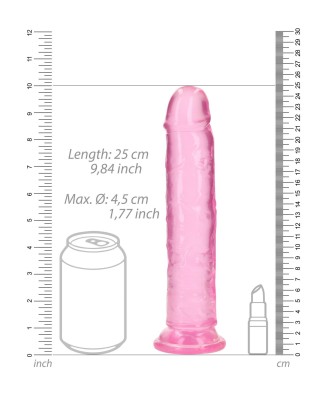 REALROCK CRYSTAL CLEAR - Dildo z Przyssawką - Różowe - 23 cm