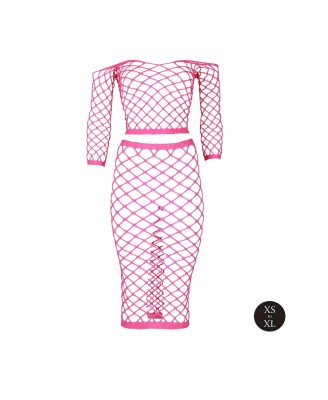 Long Sleeve Crop Top and Long Skirt - Pink - XS/XL