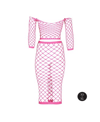 Long Sleeve Crop Top and Long Skirt - Pink - XS/XL