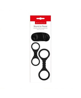 Kajdanki- Me You Us Bound To Please Blindfold Wrist And Ankle Cuffs Black