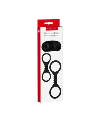 Kajdanki- Me You Us Bound To Please Blindfold Wrist And Ankle Cuffs Black
