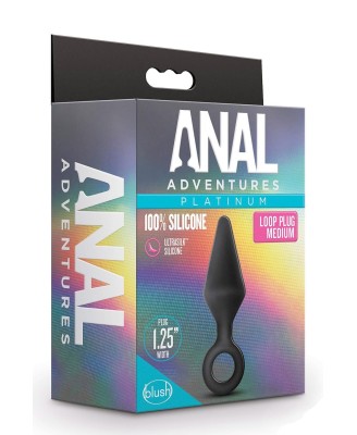 ANAL ADVENTURES PLATINUM SILICONE LOOP PLUG MEDIUM BLACK