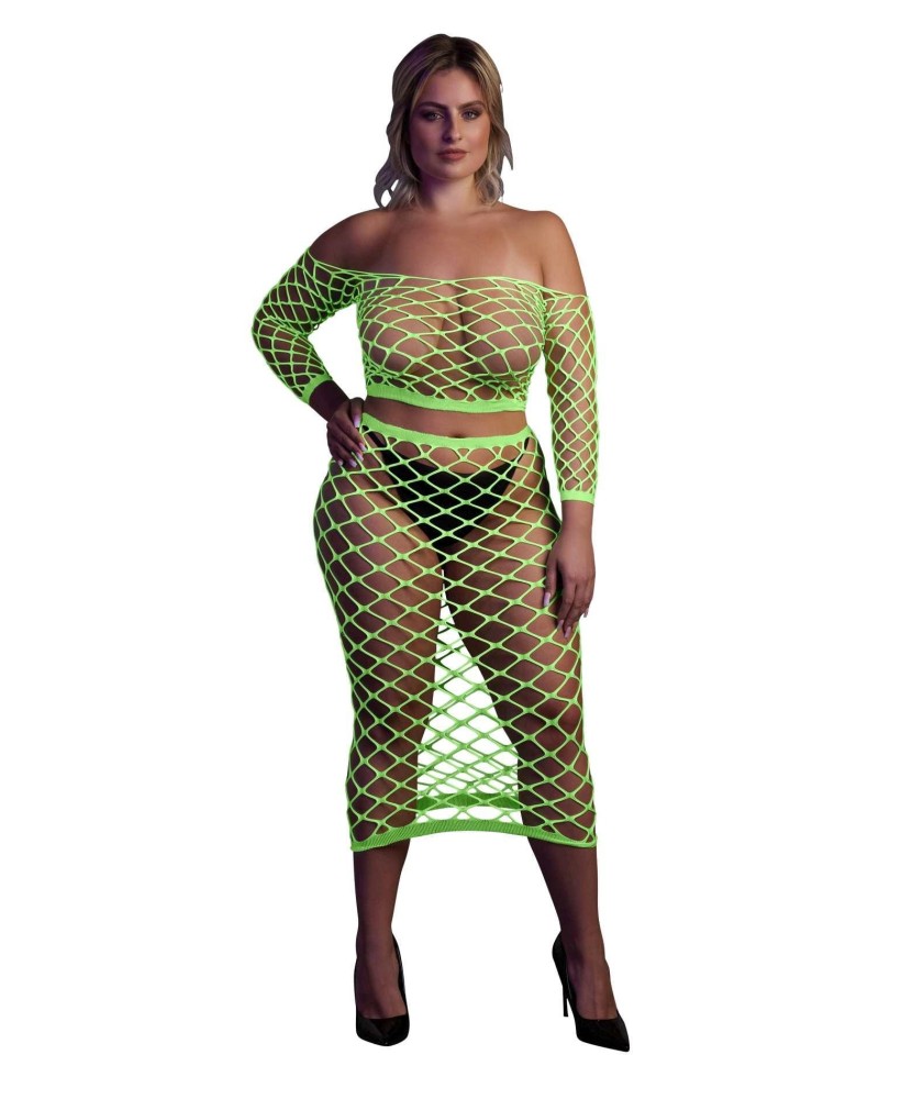 Long Sleeve Crop Top and Long Skirt  XL/XXXXL