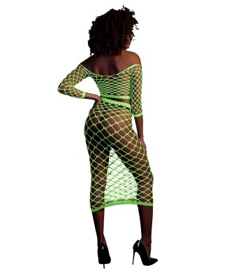 Long Sleeve Crop Top and Long Skirt - Green - XS/XL