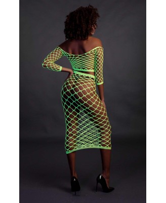 Long Sleeve Crop Top and Long Skirt - Green - XS/XL