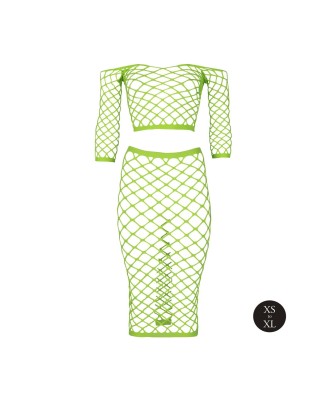 Long Sleeve Crop Top and Long Skirt - Green - XS/XL